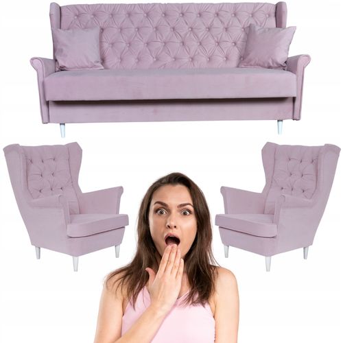 Zestaw wypoczynkowy do salonu z funkcją spania Gaja FIOLETOWY Family Meble na Arena.pl