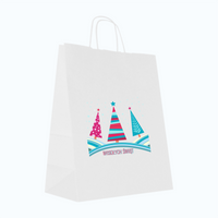 Torby świąteczne duże 32 x 12 x 41 cm kolorowe choinki