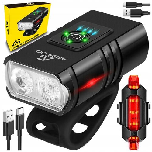 LAMPKA ROWEROWA PRZEDNIA TYLNA LED PRZÓD AKUMULATOROWA ZESTAW LAMPEK USB na Arena.pl