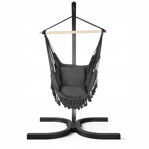 KOKON KRZESŁO BRAZYLIJSKIE WISZĄCE BOHO CZARNY ZE STELAŻEM BUJANY HUŚTAWKA na Arena.pl