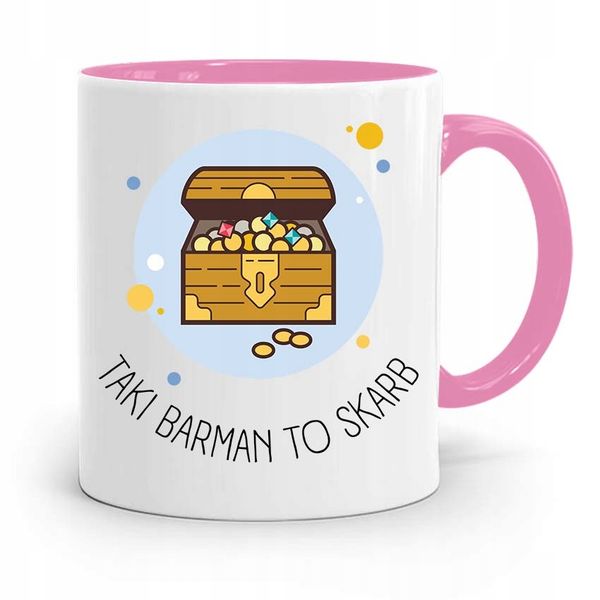 Kubek Różowy Dla Barmana To Skarb Prezent Z Nadrukiem Ze Zdjęciem zdjęcie 1