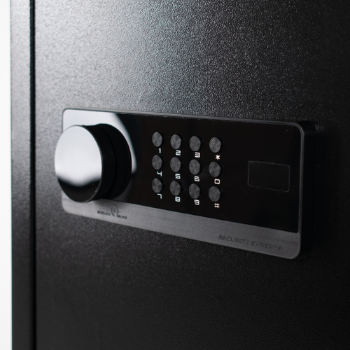 Pancerny Domowy Sejf z Zamkiem Elektronicznym i Kluczem 36x40x30 cm Czarny na Arena.pl