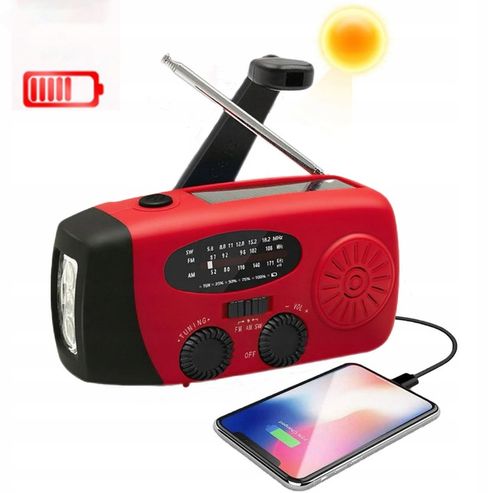 Radio Awaryjne Radio Solarne z korbę Solarne Powerbank Latarka 2000mAh na Arena.pl