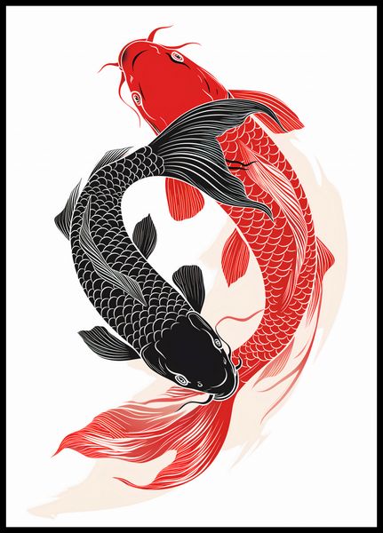 Plakat 64x90cm Yin i Yang Koi zdjęcie 2