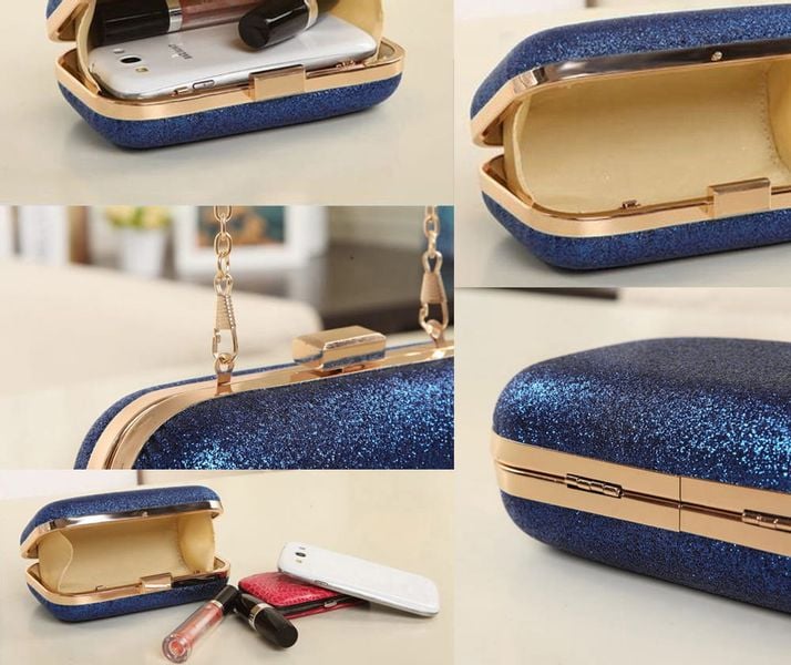 Srebrna torebka wieczorowa wizytowa brokatowa zdjęcie 14