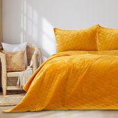 Narzuta na łóżko LAILA Velvetowa 260x280 musztardowa AmeliaHome