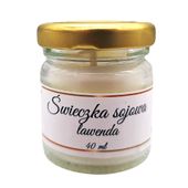 Świeczka Sojowa Lawendowa 40 ml Ręcznie Robiona w Szklanym Słoiczku