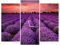 90CM 70 ZEGAR 3 ELEM OSZAŁAMIAJĄCY KRAJOBRAZ LAWENDĄ SCIENNY DRUK