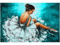 OBRAZ BALETNICA TURKUSOWYM TLE