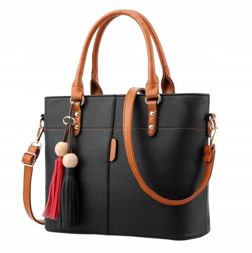 TOREBKA DAMSKA KUFEREK CZARNY z brąz DO RĘKI NA RAMIĘ LISTONOSZKA na Arena.pl