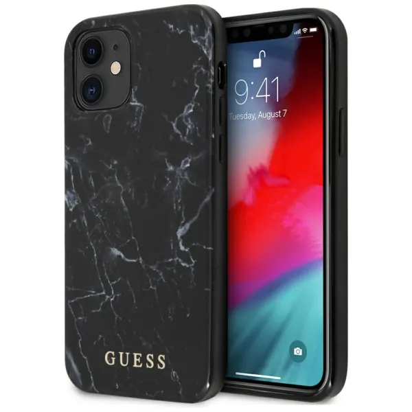 Etui Guess Marble na iPhone 12 mini - czarne zdjęcie 1