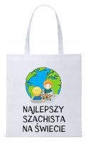 Torba Biała Eco Shopper Dla Szachisty Prezent Z Nadrukiem Ze Zdjęciem