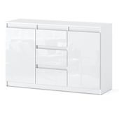 Komoda Nowoczesna Biała Połysk 3 Szuflady Agnes 120cm Sypialnia Salon