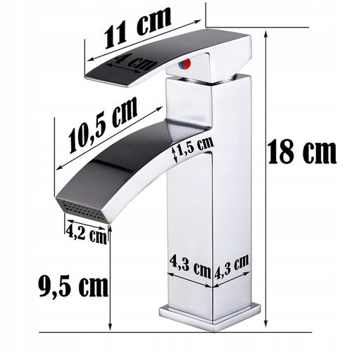 BATERIA UMYWALKOWA KRAN UMYWALKI CHROM NISKA ŁAZIENKOWA CUBIC WODOSPAD na Arena.pl