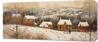 Obraz 90x40cm Wioska Otulona Śniegiem