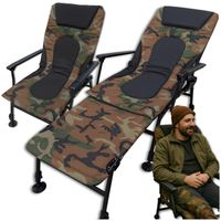 FOTEL KARPIOWY Wędkarski KRZESŁO WĘDKARSKIE z PODNÓŻKIEM Łóżko