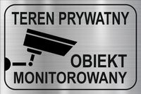 Tabliczka Tablica MONITORING TEREN PRYWATNY OBIEKT MONITOROWANY 30x20 cm