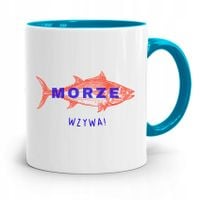 Kubek Błękitny Wędkarza Rybaka Morze Wzywa Prezent Z Nadrukiem Ze Zdjęciem