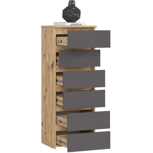 Komoda CL6 40 cm 6 szuflad - dąb artisan szara na Arena.pl