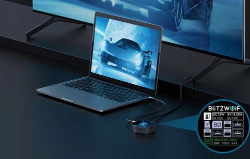 Blitzwolf BW-TH16 Stacja Dokująca HUB 8w1 USB-C PD 100W HDMI 4K Chłodzenie na Arena.pl