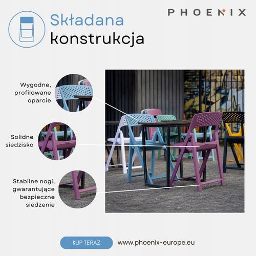 Phoenix Flap składane krzesło nowoczesny design PYTHON zielony na Arena.pl