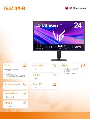 Monitor LED 24" LG UltraGear 24G411A-B na Arena.pl
