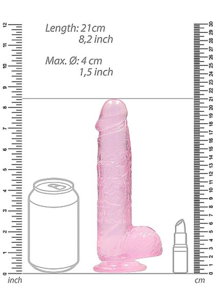 8"" / 20 Cm Realistic Dildo With Balls - Pink zdjęcie 3