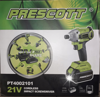 Bezszczotkowa zakrętarka udarowa PRESCOTT 21 V 2 baterie 4000 mAh