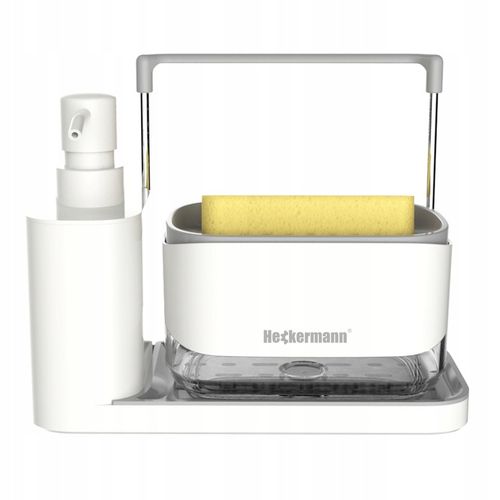 DOZOWNIK NA PŁYN DO MYCIA NACZYŃ MYDŁA POJEMNIK + GĄBKA ORGANIZER DO KUCHNI na Arena.pl