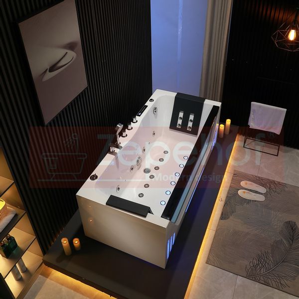 Wanna z hydromasażem EBX-7066 white prostokątna 170cmx78cmx61cm Wodosp zdjęcie 15