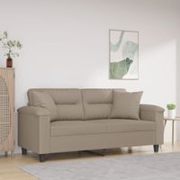 2-osobowa sofa z poduszkami, kolor taupe, 140 cm, mikrofibra