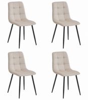 Krzesło KARA - beż aksamit / nogi czarne x 4