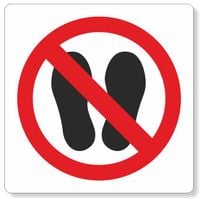 ZAKAZ CHODZENIA I STAWANIA naklejka bhp 15x15 cm