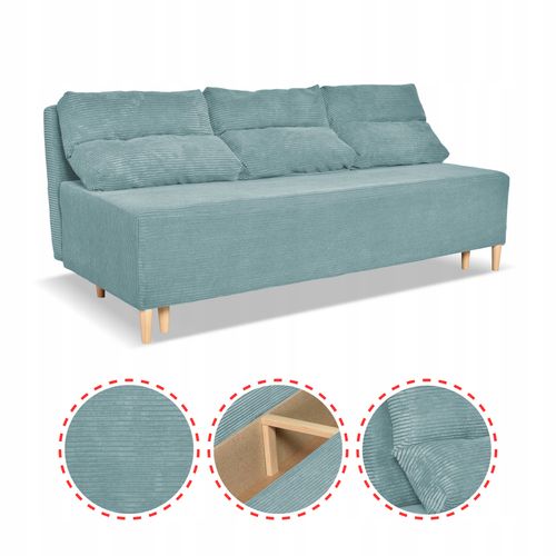 Kanapa sofa KIMO funkcja spania pojemnik Family Meble Anafi turkus sztruks na Arena.pl