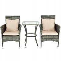 MEBLE OGRODOWE RATTANOWE ZESTAW STOLIK + 2 KRZESŁA