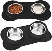 Podwójna miska dla PSA KOTA metalowa ANTYPOŚLIZGOWA PODKŁADKA pod