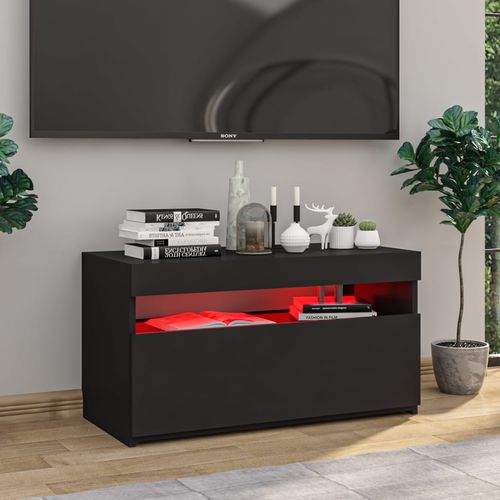 Szafka pod TV z oświetleniem LED, czarna, 75x35x40 cm na Arena.pl