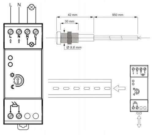 CZUJNIK ZMIERZCHU ZMIERZCHOWY Z SONDĄ ZEWNĘTRZNĄ IP65 3000W NA SZYNĘ na Arena.pl