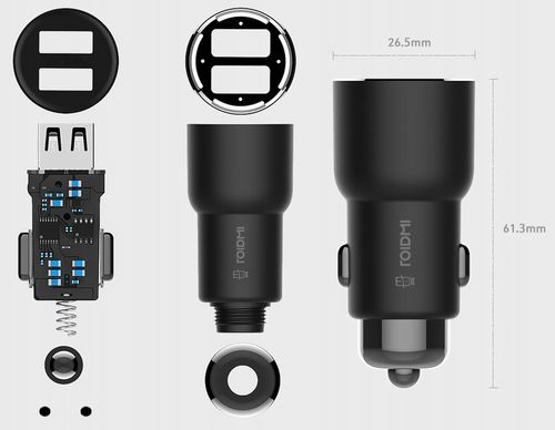 ROIDMI 3S Transmiter FM BLUETOOTH Ładowarka 2x USB na Arena.pl