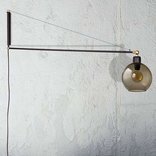 Kinkiet LAMPA ścienna CRANE 9374 Nowodvorski industrialna OPRAWA na wysięgniku szklana kula ball loft przydymiona na Arena.pl