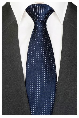 GRANATOWY KLASYCZNY Krawat Męski do Garnituru Kropki Groszki ŻAKARDOWY rc08 na Arena.pl