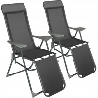 2 x Składany fotel ogrodowy leżak z zagłówkiem i podnóżkiem