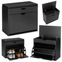 SZAFKA NA BUTY Z SIEDZISKIEM CZARNA SIEDZISKO DO PRZEDPOKOJU LOFT 60