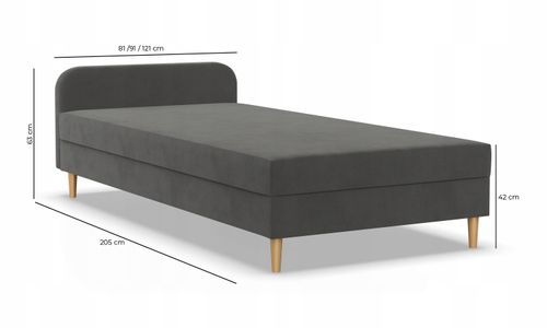 Łóżko Kontynentalne CASPE CIEMNY SZARY JEDNOOSOBOWE Tapicerowane Pojedyncze na Arena.pl