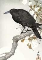 Plakat 70x100cm A Crow and The full Moon, Koson Japoński Vintage do Salonu