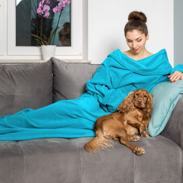 Kocyko-szlafrok SUPER MAMA - Niebieski zdjęcie 2