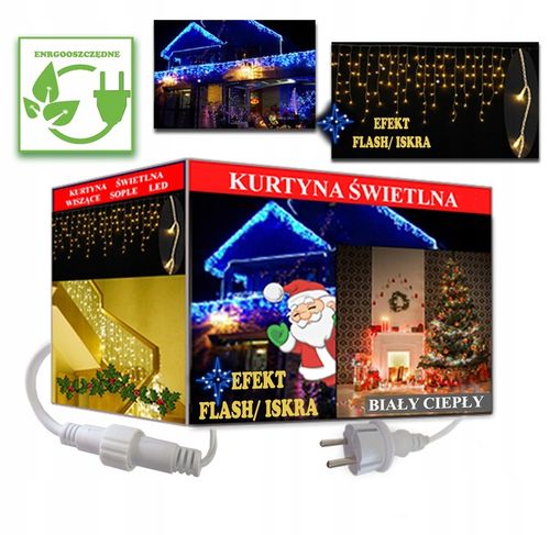KURTYNA SOPLE 500 LED ZEWNĘTRZN BIAŁY CIEPŁY FLASH na Arena.pl