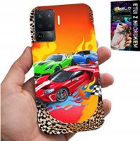 ETUI DO OPPO F19 PRO - DLA DZIECI, SAMOCHODY WYŚCIGOWE + SZKŁO