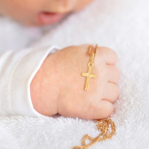Złoty Krzyżyk z Łańcuszkiem na Chrzest dla Chłopca 585 Pamiątka Chrztu na Arena.pl