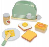Drewniany TOSTER dla dzieci zestaw akcesoria tosty śniadanie (W068)